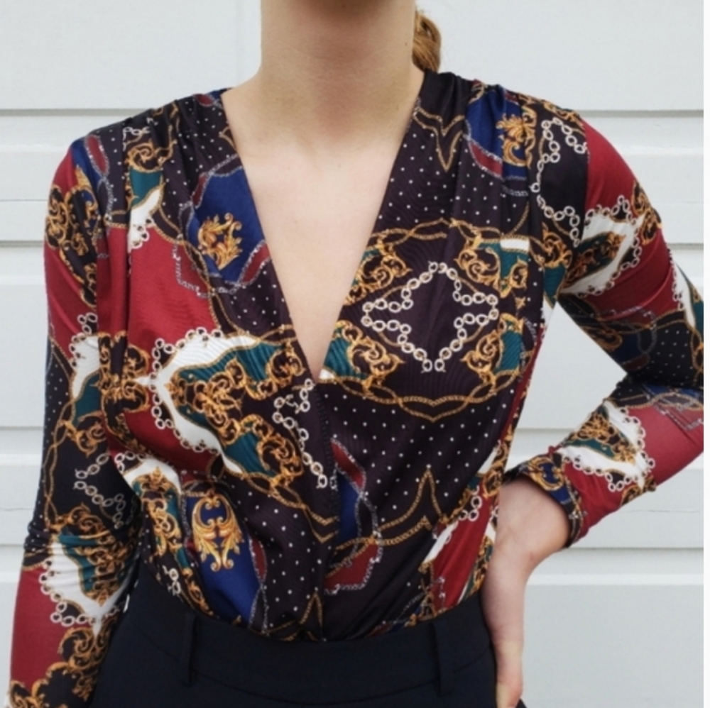 Zara Pattern Long Sleeve Body Suit